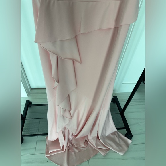 Worn Once Good Condition | Adrianna Papell Cascade Crepe Gown| Pale Shell| 18W - Picture 3 of 5